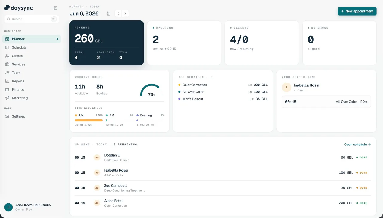DaySync web dashboard